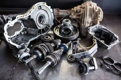 Mobile car maintenance service with engine components during transmission repair