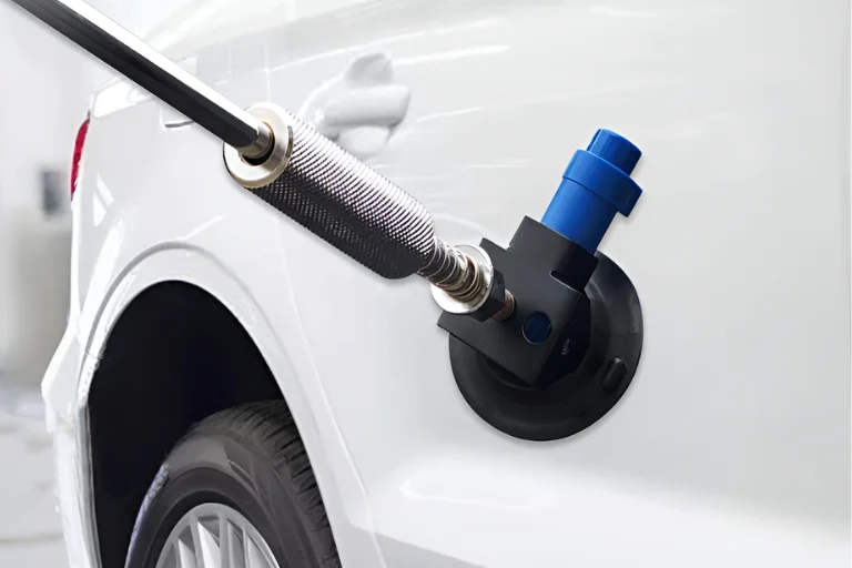 How to Fix Car Dents Without Repainting the Whole Panel 4 A Person Using a Suction Dent Puller on a Minor Car Dent