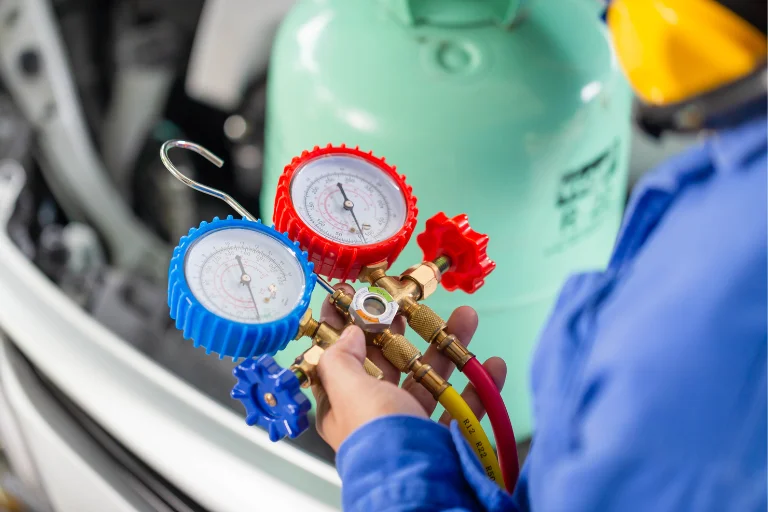 Routine Car HVAC System Inspection by a Mechanic
