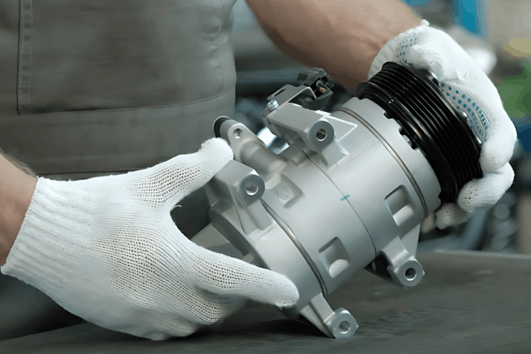 A Close-up of a Car’s A/C Compressor