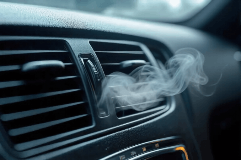 Close-up of a Car Air Vent with Smoke Effect