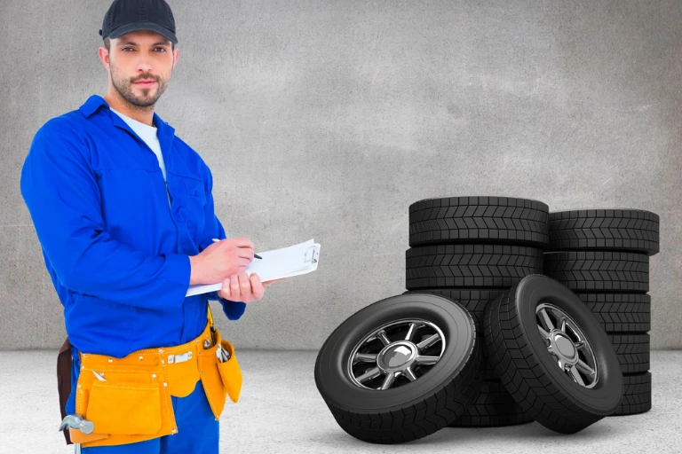 A Technician Examining the Tyre Stock