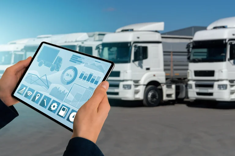 A Fleet Manager Reviewing Vehicle Data on a Digital Dashboard