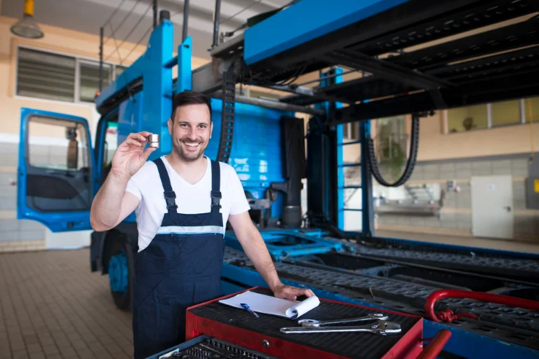 A Mechanic Servicing a Fleet Vehicle in a Workshop