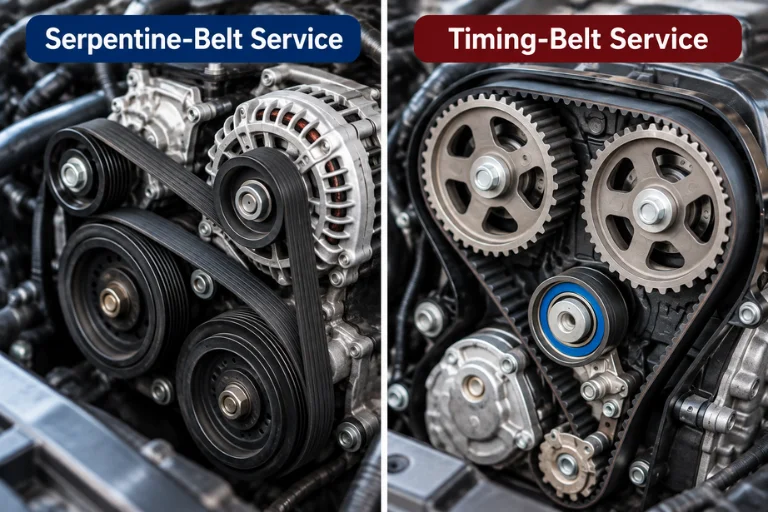 Serpentine belt service vs timing belt service comparison